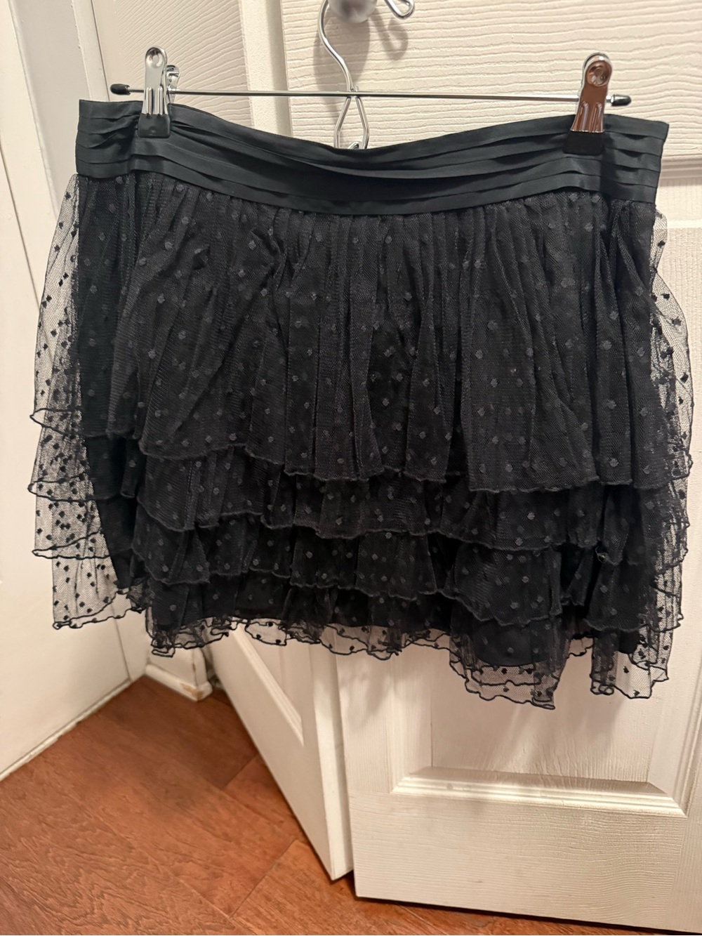 DKNY Black Layered Ruffle Mini Skirt